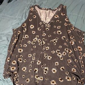 Floral Sleeveless Top - Brown